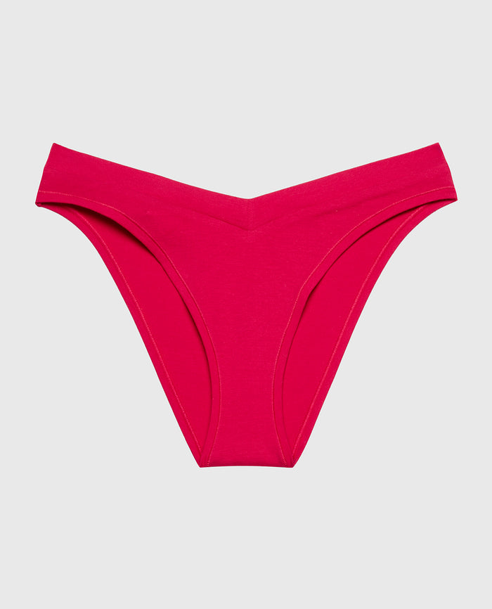 Bikini Wide Waist Cotton Panty in Passion Red