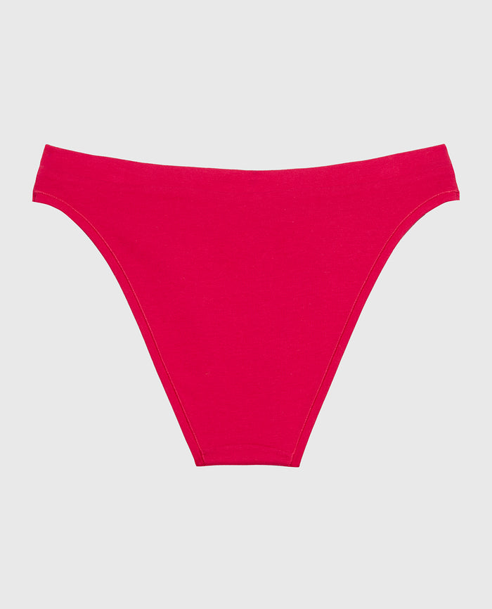 Bikini Wide Waist Cotton Panty in Passion Red