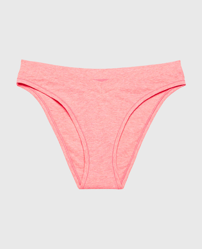 Bikini Wide Waist Cotton Panty in Pink Lemonade Heather