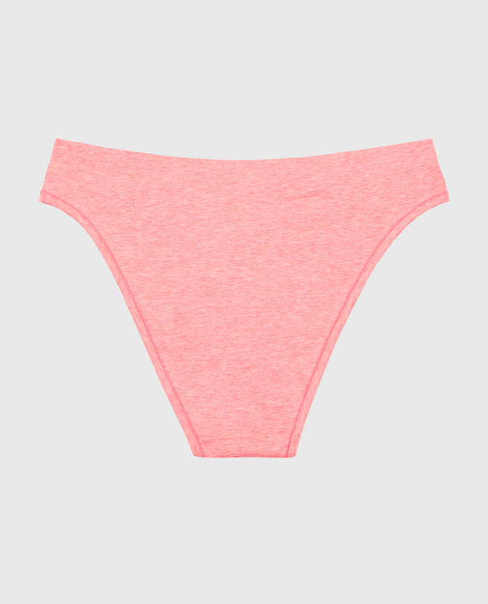 Bikini Wide Waist Cotton Panty in Pink Lemonade Heather