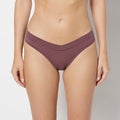 Bikini Wide Waist Cotton Panty in Plum Wine