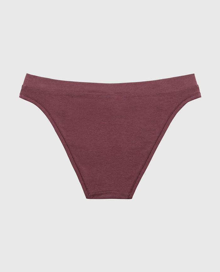 Bikini Wide Waist Cotton Panty in Plum Wine