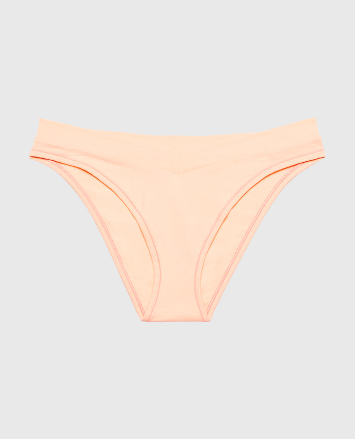 Bikini Wide Waist Cotton Panty in Tropical Peach