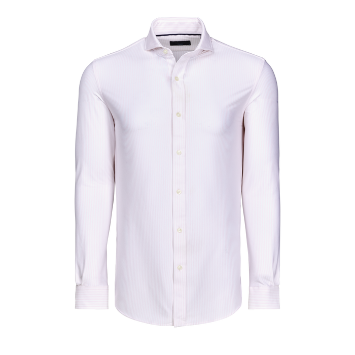 Sunrise/Arctic Birmingham Bengal Striped Knit Shirt - Front View, Men's Dress Shirt | Greyson Clothiers