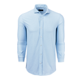 Wolf Blue Birmingham Striped Knit Shirt - Front View, Cotton Stretch Knit, Button Placket | Greyson Clothiers