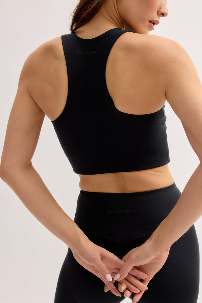 Black Harriet High Neck Long Line Bra