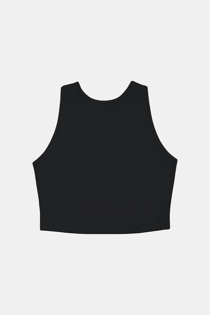 Black Harriet High Neck Long Line Bra