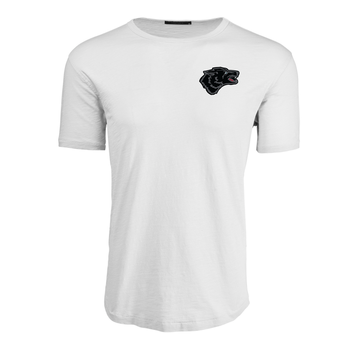 Arctic Cotton Black Wolf Alpha Slub Tee - Front View, Wolf Logo Chest Detail | Greyson Clothiers