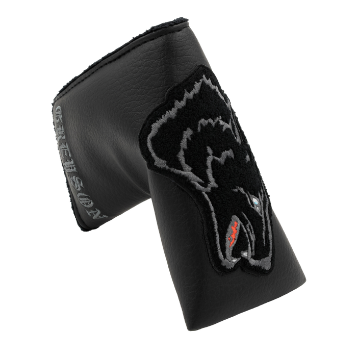 Black Leather Black Wolf Blade Putter Cover - Wolf Patch & Embroidered Side Detail | Greyson Clothiers