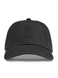 Shepherd Black Cotton Twill Wolf Dad Hat - Front View with Tonal Wolf Embroidery | Greyson Clothiers