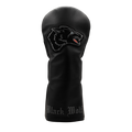 Black Leather Wolf Driver Head Cover - Front View, Embroidered Wolf Patch | Greyson Clothiers