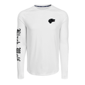 Arctic White Black Wolf Falcon Long Sleeve Tee - Front View, Perforated Performance Fabric | Greyson Clothiers