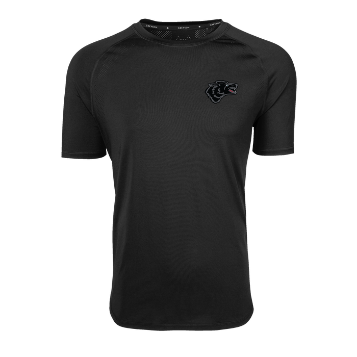 Shepherd Black Wolf Falcon Short Sleeve Tee - Front View, Perforated Detail | Greyson Clothiers