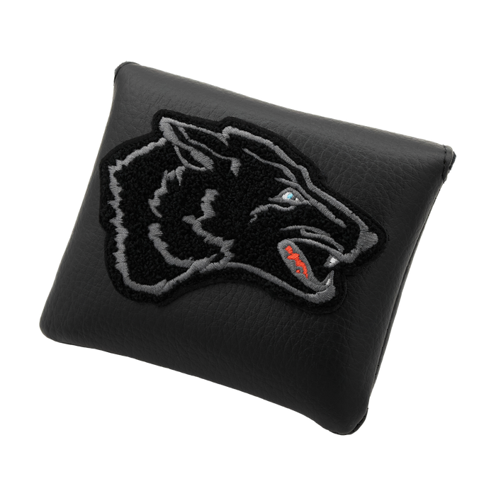 Black Leather Mallet Putter Cover - Wolf Embroidery Front View | Greyson Clothiers