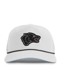 Arctic White Black Wolf Rope Hat - Front View, Wolf Patch Detail | Greyson Clothiers