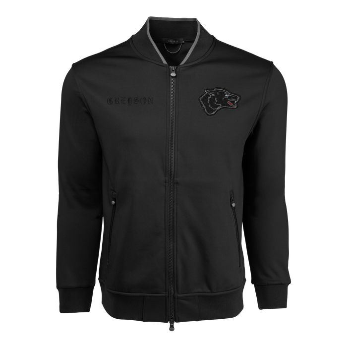 Black Wolf Sequoia Bomber Jacket - Front View, Premium Italian Fabric Bomber | Greyson Clothiers
