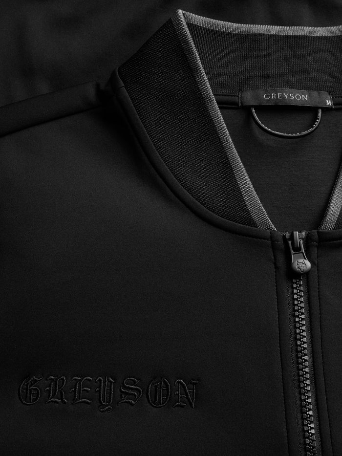 Black Wolf Sequoia Bomber - Collar & Gothic Embroidered Logo Detail, Wolf Zipper Pull | Greyson Clothiers