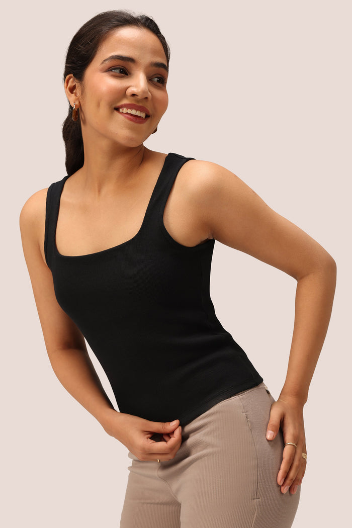 Blissentials Square Neck Built In Bra Top - BlissClub
