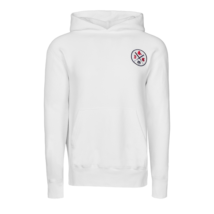 Arctic White Men's Boston Red Sox Hoodie - Front View, Chest Logo | Greyson Clothiers