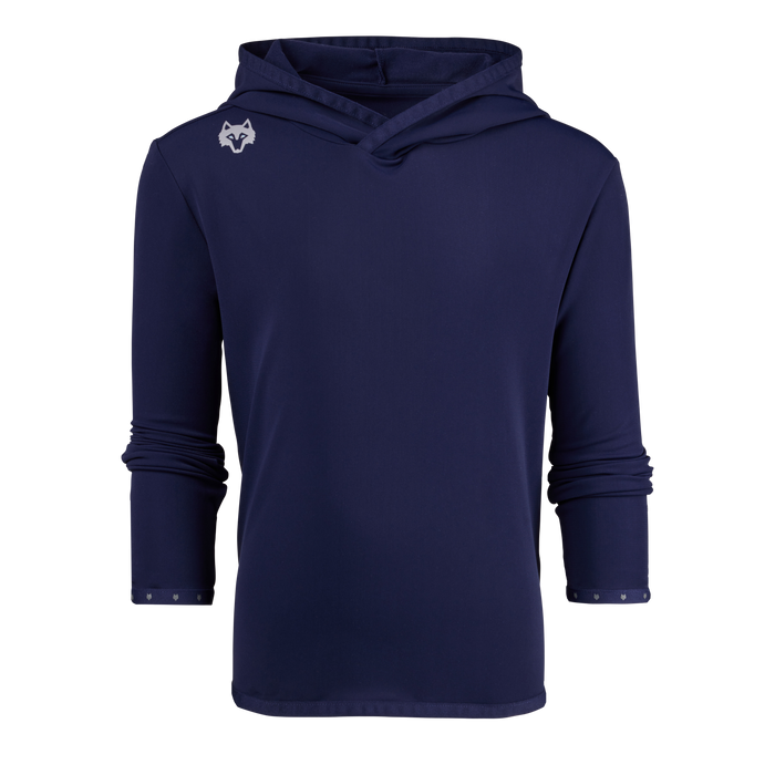 Maltese Blue Boy's Colorado Hoodie - Front View, Wolf Logo Detail | Greyson Clothiers