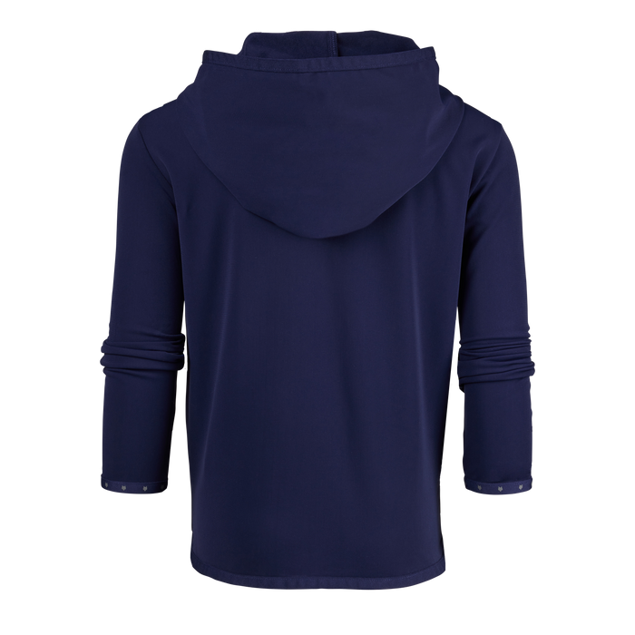 Maltese Blue Boy's Colorado Hoodie - Back View, Brushback Knit Hood | Greyson Clothiers