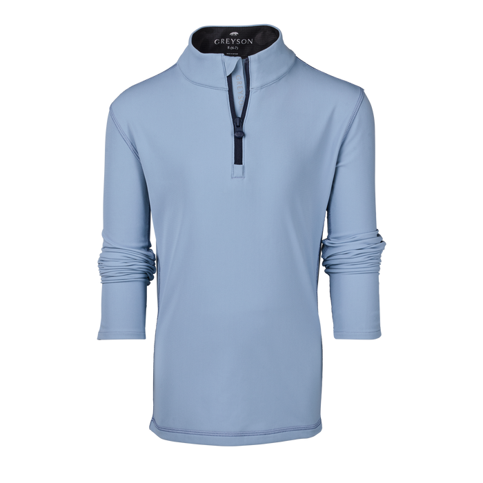 Maltese Blue Boy's Colorado Quarter-Zip Front View - Youth Performance Midlayer | Greyson Clothiers