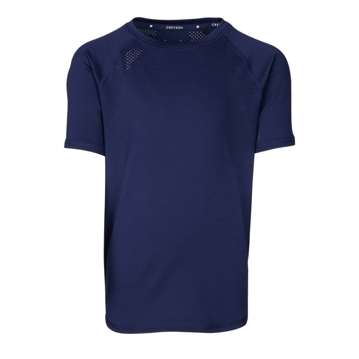 Maltese Blue Boy's Falcon Sport Short Sleeve Tee - Front View, Perforated Antimicrobial Youth Sport Tee | Greyson Clothiers