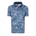 Vintage Indigo Boy's In The Valley Polo - Wolf & Nature Print, Front View | Greyson Clothiers