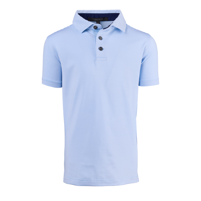 Arctic/Shadow Mini-Feed Stripe Boy's Saranac Youth Golf Polo - Front View | Greyson Clothiers