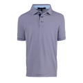 Sunrise/Arctic Mini-Feed Stripe Boy's Saranac Short Sleeve Polo - Front View | Greyson Clothiers