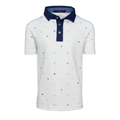Arctic Boy's Spirit of Mallorca Short Sleeve Polo, Navy Contrast Collar, Nautical Print - Front View | Greyson Clothiers