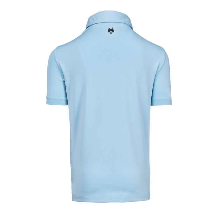 Greyson Clothiers Boy's Tala Polo - Wolf Blue Back View with Signature Wolf Logo