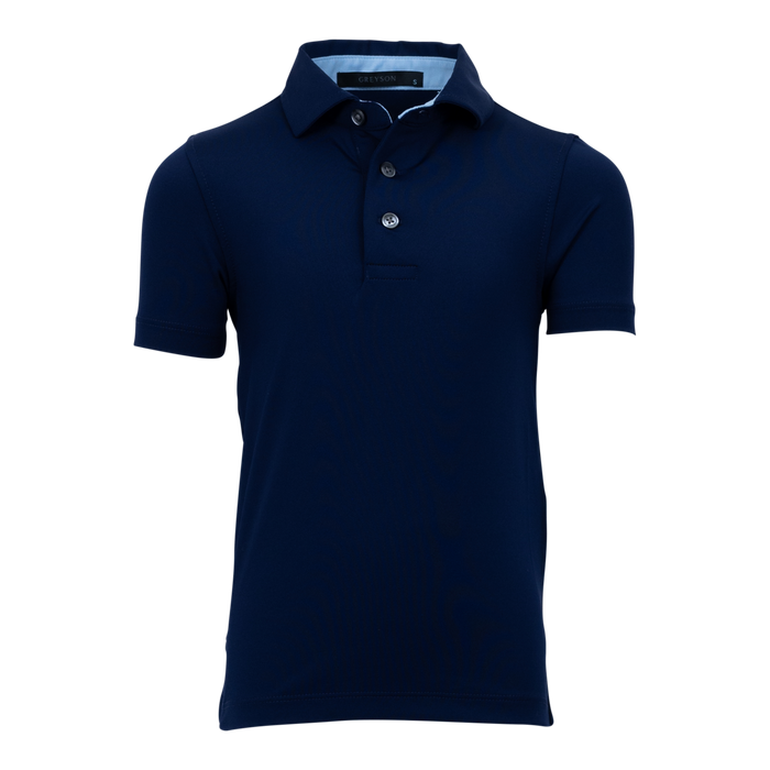 Greyson Clothiers Boy's Tala Polo in Maltese Blue - Front View | Youth Golf Polo