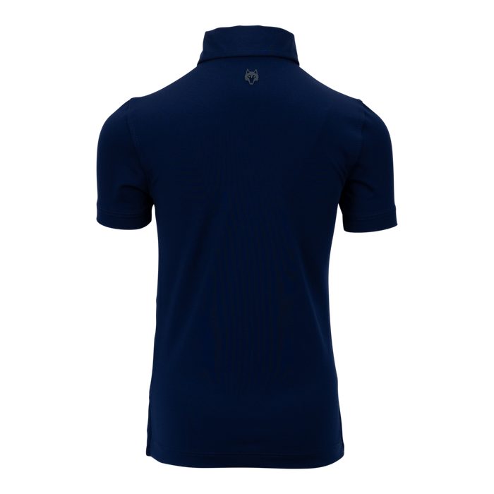 Greyson Clothiers Boy's Tala Polo in Maltese Blue - Back View with Wolf Logo Detail