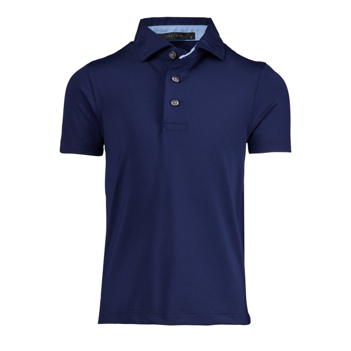Maltese Blue Performance Boy's Tala Short Sleeve Polo - Front View | Greyson Clothiers