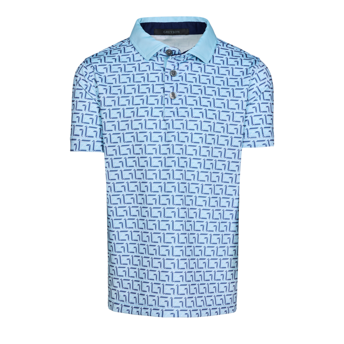 Wolf Blue Boy's The 313 Short Sleeve Polo, Graphic Print - Front View | Greyson Clothiers