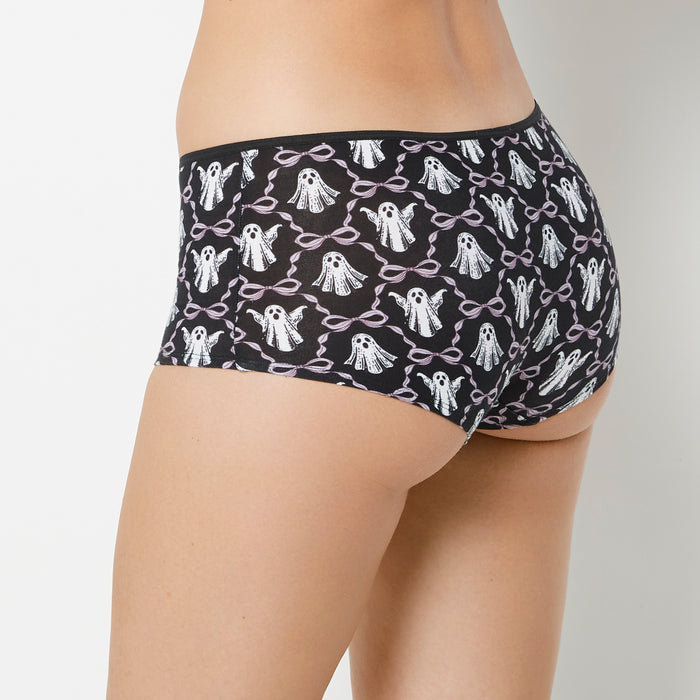 Boyshort Cotton Panty in Ghosts and Bows