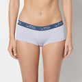 Boyshort Panty with Art Deco Logo in Blue