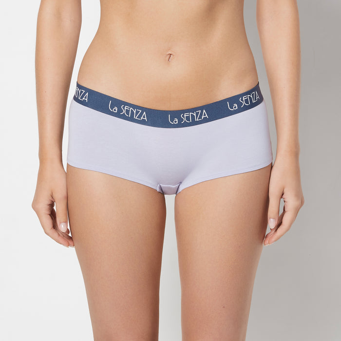 Boyshort Panty with Art Deco Logo in Blue