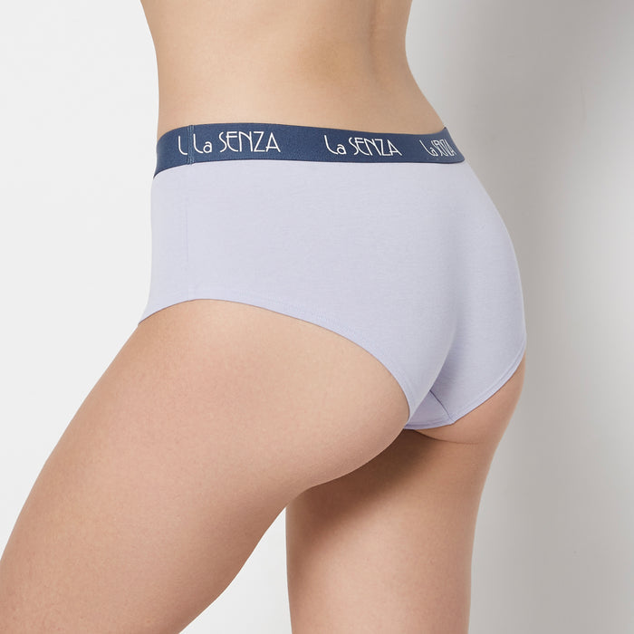 Boyshort Panty with Art Deco Logo in Blue