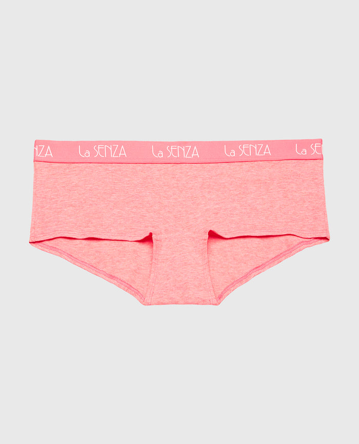 Boyshort Panty with Art Deco Logo in Pink Lemonade Heather