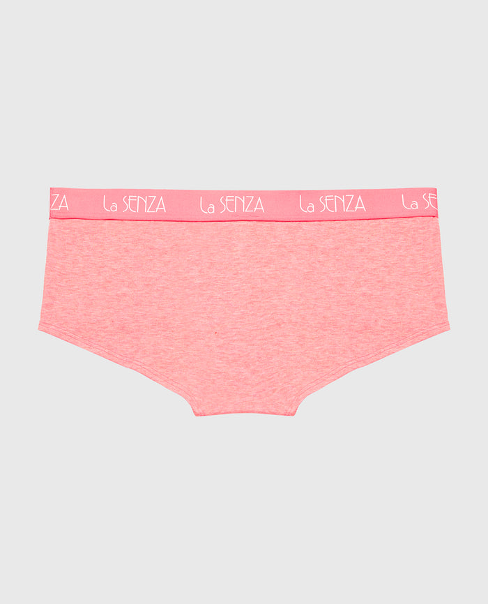Boyshort Panty with Art Deco Logo in Pink Lemonade Heather