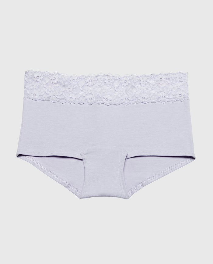 Boyshort Panty With Lace Trim in Cosmic Sky