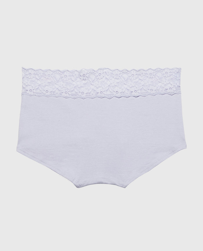 Boyshort Panty With Lace Trim in Cosmic Sky