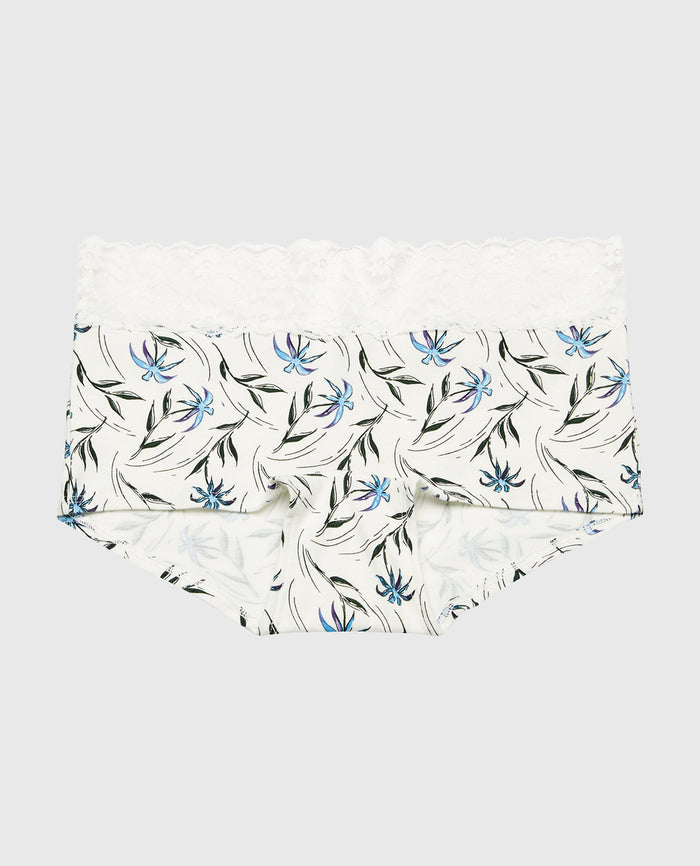 Boyshort Panty With Lace Trim in Falling Foliage