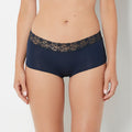 Boyshort Panty With Lace Trim in Navy Blazer