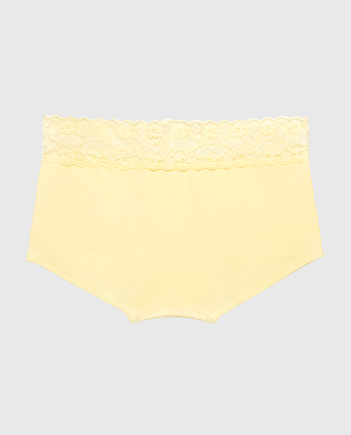 Boyshort Panty With Lace Trim in Pale Banana