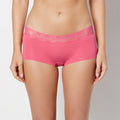 Boyshort Panty With Lace Trim in Pink Flambe