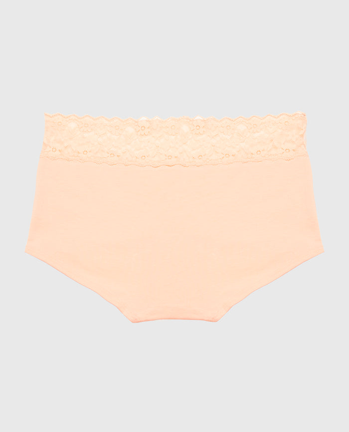 Boyshort Panty With Lace Trim in Tropical Peach