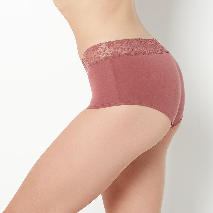 Boyshort Panty With Lace Trim in Wild Ginger